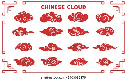 Chinese clouds vector illustration. Vintage ornamentation reflects enduring charm Chinese clouds in sky Chinas cloudscape weaves tale tradition and beauty cloudy skies East Asian culture embraces