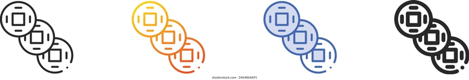 chinese coin icon.Thin Linear, Gradient, Blue Stroke and bold Style Design Isolated On White Background
