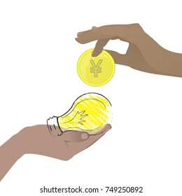 Chinese coin. Intellectual property. vector illustration for your design.
