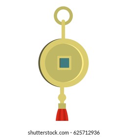 Chinese coin of luck icon flat isolated on white background vector illustration