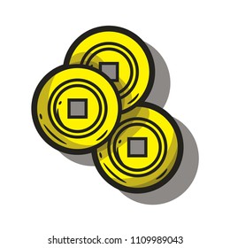 Chinese Coin in Chinese new year. Chinese Icon Sign 