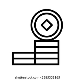 chinese coins icon vector isolated