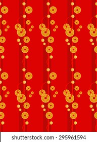 Chinese coins pattern and red color.
