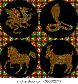 Chinese colored zodiac set