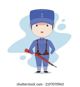Chinese communist army cartoon vector