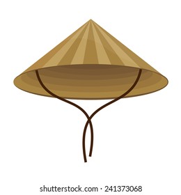 Chinese conical straw hat vector isolated on white