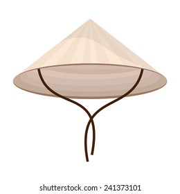 Chinese conical straw hat vector isolated on white