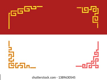 Chinese corner ornament in linear style, vector