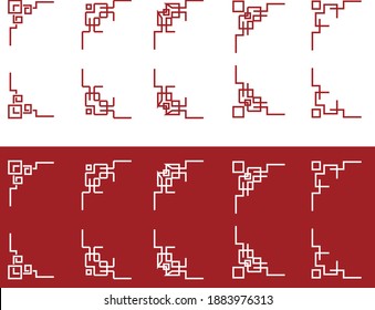 Conjunto de esquinas chinas, ilustración vectorial