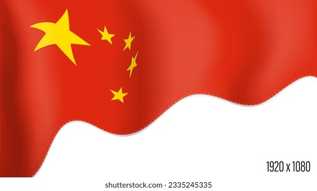 Chinese country flag realistic independence day background. China commonwealth banner in motion waving, fluttering in wind. Festive patriotic HD format template for independence day