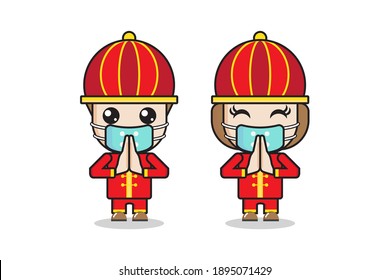chinese couple new year vector