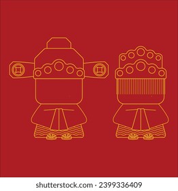 chinese couple wedding vector illustration. Suitable for sticker, t-shirt, mug, etc.Eps 10

