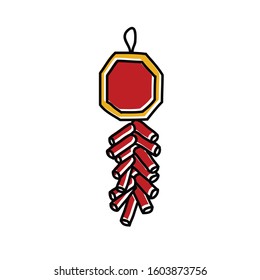 chinese crackers doodle icon, vector illustration