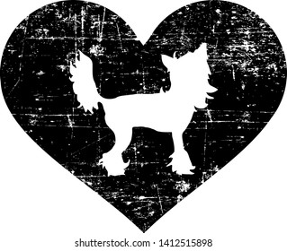Chinese Crested silhouette in black heart