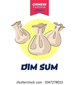 Chinese cuisine dim sum banner concept. China national dish steamed dumplings wonton. Asian food vector eps drawing art illustration for oriental cafe or restaurant advertising