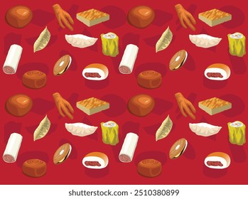 Chinese Cuisine Dim Sum Seamless Wallpaper Background