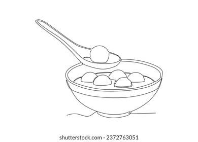 A Chinese cuisine. Dongzhi festival one-line drawing
