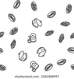 chinese cuisine food dish asian vector seamless pattern thin line illustration