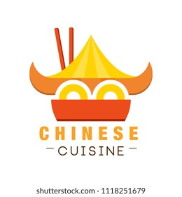 Chinese cuisine logo design, authentic traditional continental food label can be used for cafe, bar, restaurant, menu vector Illustration on a white background