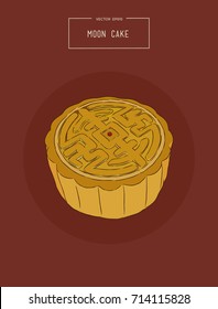 Chinese Cuisine, Moon Cake or Chinese Round Pastry Filled with Red Bean or Lotus Seed Paste for Chinese Mid-Autumn Festival. One of Most Popular Dessert in China.
