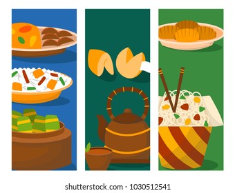 Chinese cuisine tradition food dish delicious asia dinner meal china lunch cooked vector illustration