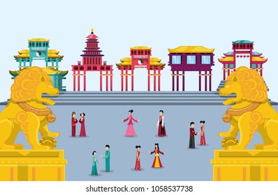 chinese culture architecture icons