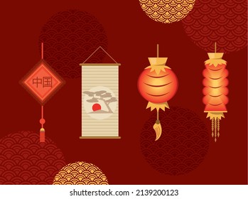 chinese culture lamps hanging icon