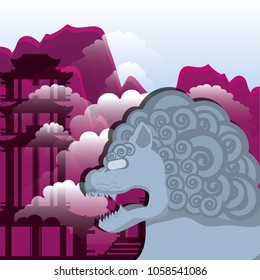 chinese culture lion emblem