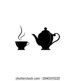 chinese cup and teapot set silhouette