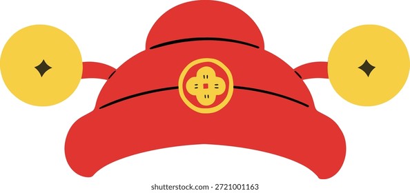 Sombrero chino lindo del elemento del dibujo de la mano