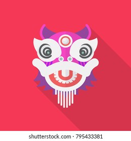 Chinese dancing dragon in flat style. Vector illustration