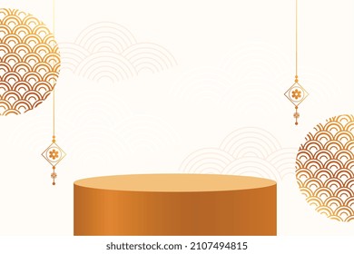 chinese decoration background with podium platform for product display