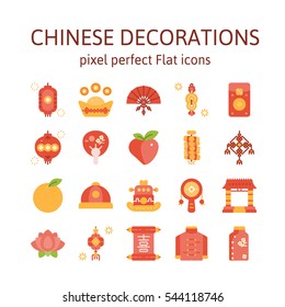 Chinese Decorations : Flat icons , pictogram and symbol collection.