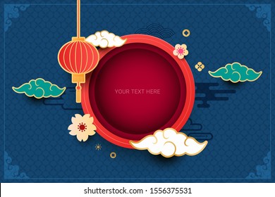 Chinese decorative background for new year greeting card Vector illustration