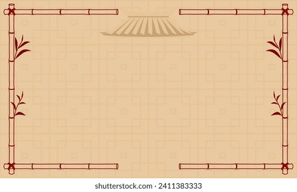 Fondo decorativo chino del borde vectorial de bambú. Año nuevo lunar. Buen diseño para carteles, volantes y tarjetas. Ilustración vectorial.