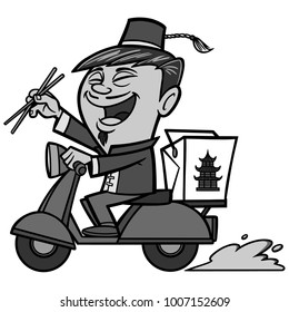 Chinese Delivery Illustration - A vector cartoon illustration of a Chinese Delivery concept.