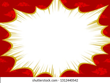 Chinese design cloud pattern background with comic speech bubble