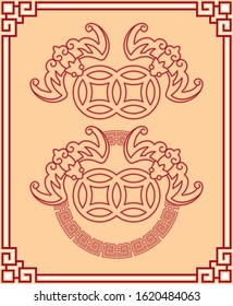 Chinese Design Element with Bat - Good Luck and Prosperity Symbol