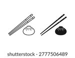 Chinese Dim Sum Dumpling and Wooden Chopsticks Set