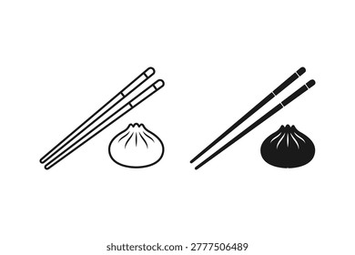 Chinese Dim Sum Dumpling and Wooden Chopsticks Set