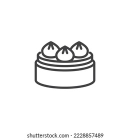 Icono de línea Dim Sum chino. signo de estilo lineal para concepto móvil y diseño web. Dim Sum manipula el icono del vector de contorno. Símbolo, ilustración del logotipo. Gráficos vectoriales