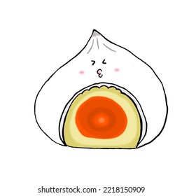 Chinese Dim sum Steamed buns stuffed with minced pork and salted egg vector Zalapao illustration