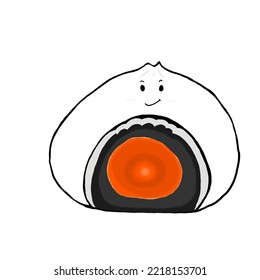 Chinese Dim sum vector Steamed buns stuffed with salted egg yolk in sweetened Black Bean. Zalapao illustration