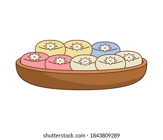 chinese dish with sweet cookies vector illustration design