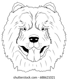 Chinese dog coloring book. Chow Chow isolated on white background. Dog is a symbol of year in 2018 by the zodiac calendar. 