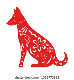 chinese dog silhouette isolated icon