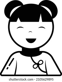 Chinese Doll Wearing Traditional Dress Concept, Girl with Pony Vector Icon Design, Traditional China Culture Symbol, Year of the Tiger 2022 Sign, China Travel Guide Stock Illustration