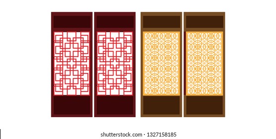 Chinese door in flat style use in interiors 