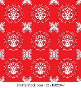 Chinese Double Happiness Wedding Seamless Patterns. Vector illustration, great for background or wallpaper.Traditional retro wallpaper design.