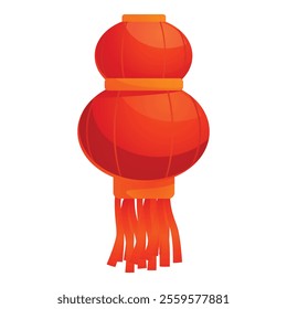 Chinese double sphere paper lantern hanging with tassels celebrating lunar new year